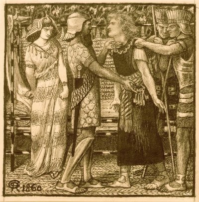 José acusado ante Potifar de Dante Gabriel Charles Rossetti