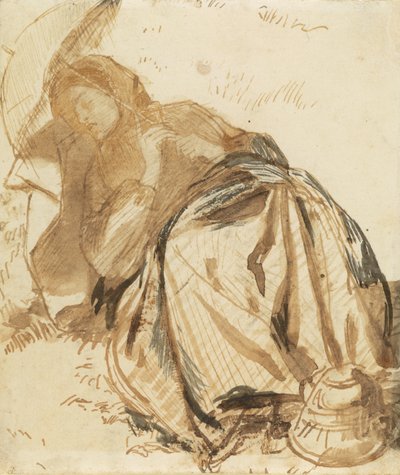 Retrato de Elizabeth Siddal descansando, sosteniendo una sombrilla de Dante Gabriel Rossetti