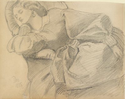 Ruth Herbert dormida, 1858 de Dante Gabriel Rossetti