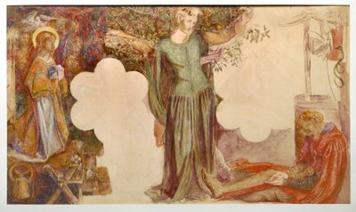 Visión de Sir Lancelot del Sanc Grael: Estudio para la pintura al fresco en la Unión de Estudiantes de Oxford de Dante Gabriel Rossetti