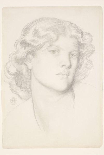 The Blue Bower - Estudio de la cabeza femenina de Dante Gabriel Rossetti
