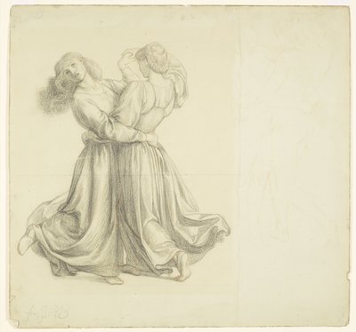The Bower Meadow - Estudio de drapeado para el baile de las Dos Niñas de Dante Gabriel Rossetti