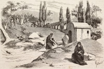 En el campo nefasto, Roma Vaincue de Alexandre Parodi, Acto V, grabado de Dante Paolocci a partir de bocetos de Zandomenico de L