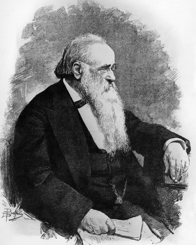 Retrato de Agostino Depretis (1813-1887), estadista italiano, dibujo de Dante Paolocci (1856-1926), grabado de L