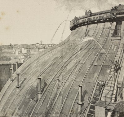 Cúpula de lavado del Palacio Montecitorio, Roma, Italia, grabado según dibujo de Dante Paolocci, de L