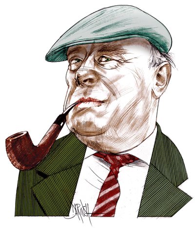 Ernst Von Salamon, 2021 (dibujo digital a lápiz de color) de Dariush Radpour