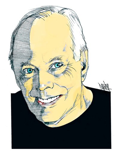 Giorgio Armani, 2023 (dibujo digital a lápiz de color) de Dariush Radpour