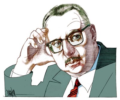 Giorgio Manganelli, 2021 (dibujo digital a lápiz de color) de Dariush Radpour