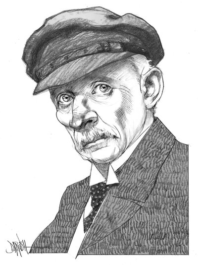 Gustav Meyrink, 2024 (dibujo digital a lápiz de color) de Dariush Radpour
