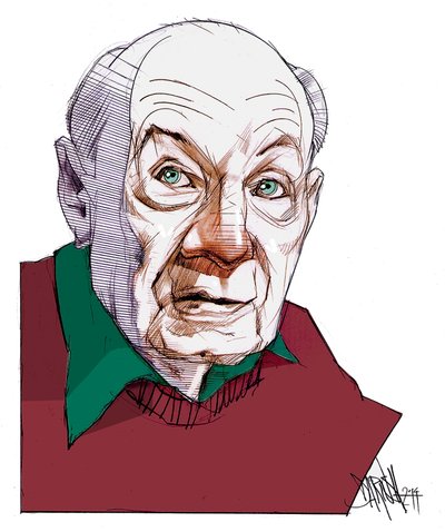 Gustave Thibon, 2014 (dibujo digital a lápiz de color) de Dariush Radpour