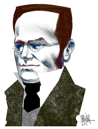 Max Stirner , 2016 (dibujo digital a lápiz de color) de Dariush Radpour