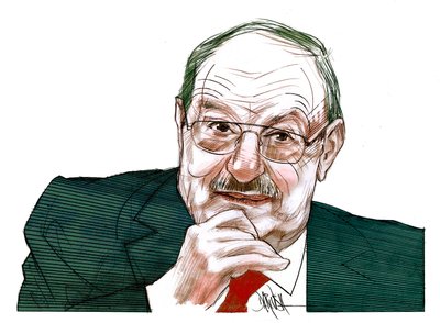Umberto Eco (dibujo digital a lápiz de color) de Dariush Radpour
