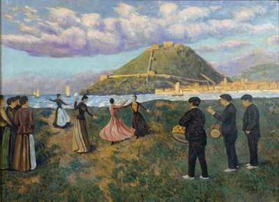 Celebración vasca (baile en El Antiguo, San Sebastián) de Darío de Regoyos