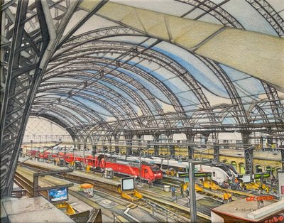 All Aboard!, 2023 (lápiz sobre papel) de Darrell Windjack