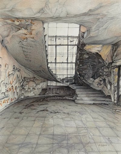 Ascensión, 2023 (lápiz sobre papel) de Darrell Windjack