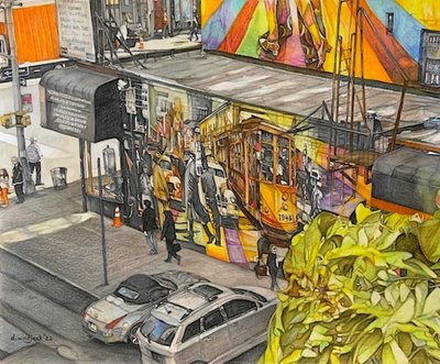 A vista de pájaro, 2022 (lápiz sobre papel) de Darrell Windjack