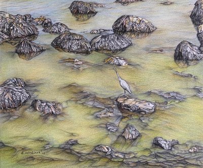 Plataforma de aterrizaje, 2018 (lápiz sobre papel) de Darrell Windjack