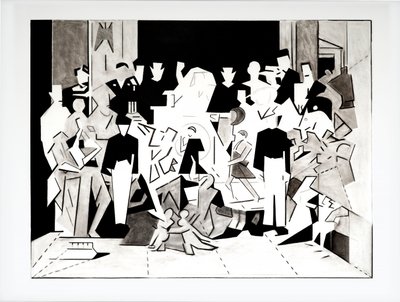 Balada de Carlos y Di versión 2, 2018 (carboncillo sobre papel) de Darren Coffield