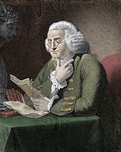 Retrato de Benjamin Franklin (1706-1790), filósofo, físico y embajador estadounidense. Grabado después de una pintura de David Martin. de David (after) Martin