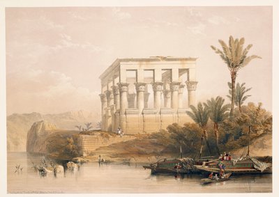 Egipto, El Templo de Filae conocido como la "Cama del Faraón", grabado basado en un dibujo de David Roberts de "Egipto y Nubia" de David (after) Roberts