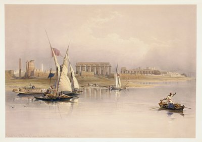 Egipto, ruinas de Luxor desde el río Nilo, grabado basado en un dibujo de David Roberts de David (after) Roberts