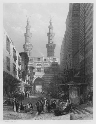 Puerta de los Metwaleys, El Cairo, del cuadro en la Colección Real (grabado) de David (after) Roberts