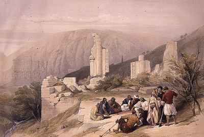 Restos de un arco triunfal en Petra, 8 de marzo de 1839, lámina 100 del Volumen III de 