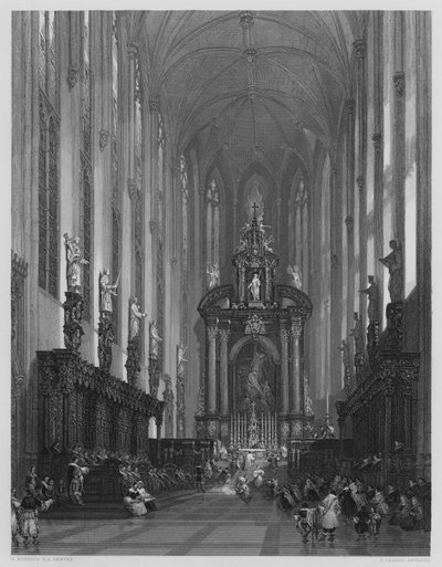La Iglesia de San Pablo en Amberes, del cuadro en la Galería Vernon de David (after) Roberts