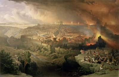 La destrucción de Jerusalén en el año 70, grabado por Louis Haghe (1806-85) (litografía) de David (after) Roberts