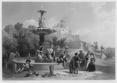 La fuente en Madrid, del cuadro en la Colección Real de David (after) Roberts
