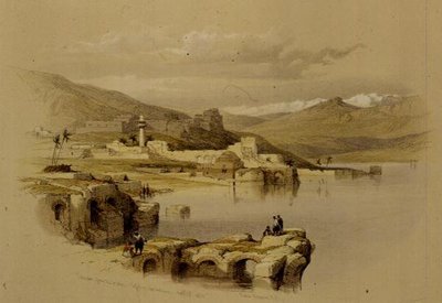 Tiberíades desde las murallas, Safed en la distancia, 22 de abril de 1839, lámina 37 del Volumen I de 