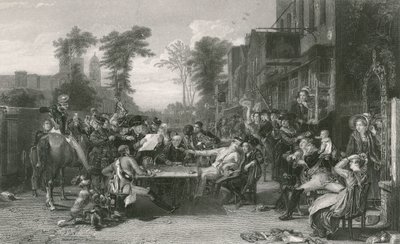 Pensionistas de Chelsea leyendo la gaceta de la Batalla de Waterloo de David (after) Wilkie
