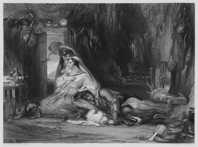 La cabaña del chico del amanecer, del cuadro en la Galería Vernon (grabado) de David (after) Wilkie