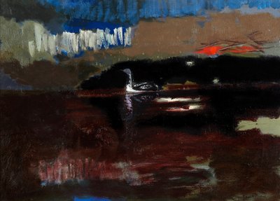 Buzo de garganta negra, c.1986 (óleo sobre lienzo) de David Alan Redpath Michie