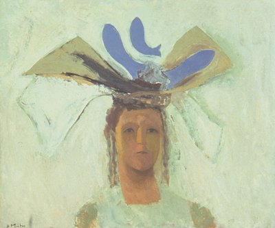 Chica con pez azul (óleo sobre tabla) de David Alan Redpath Michie