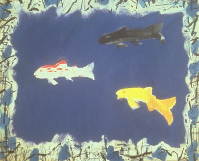 Peces ornamentales (óleo sobre lienzo) de David Alan Redpath Michie