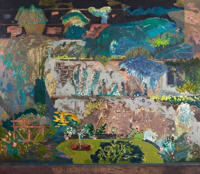 Suffolk Road Back Gardens, c.1993 (óleo sobre lienzo) de David Alan Redpath Michie