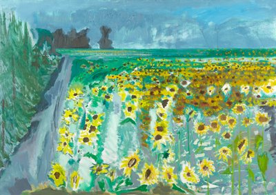 Girasoles y Mistral, 2002 (óleo sobre lienzo) de David Alan Redpath Michie