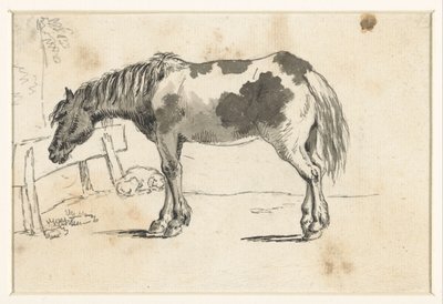 Un caballo de pie y un perro tumbado de David Alphonse de Sandoz Rollin