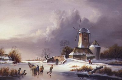 Paisaje de río congelado holandés de David Beatty