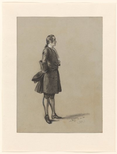 Estudio de la figura de un hombre de pie, sosteniendo su punto en la espalda de David Bles