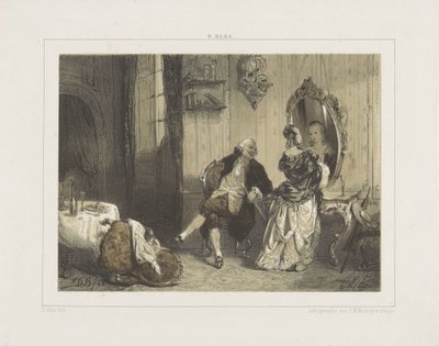 Hombre y mujer en el interior del siglo XVIII de David Bles