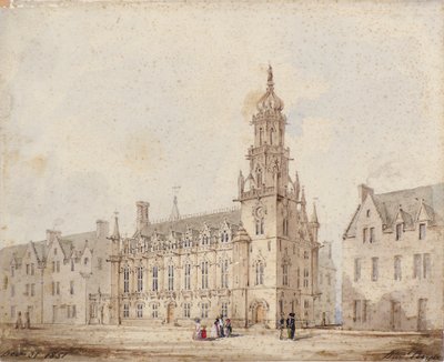 La Bolsa Real de Dundee con la Torre y la Corona: Primer dibujo de David Bryce