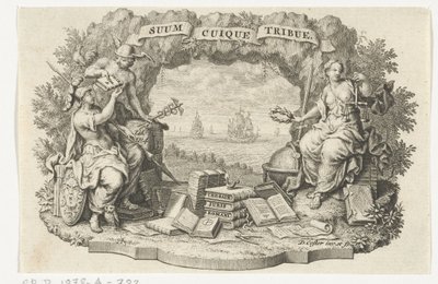 Viñeta con Mercurio, Minerva y Justicia de David Coster