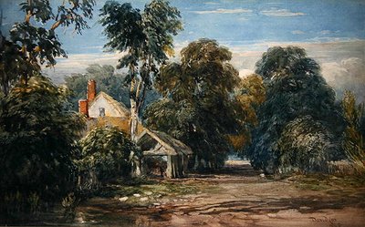 Una Cabaña y un Establo en el Borde de un Bosque de David Cox