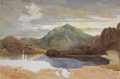 Un lago en el norte de Gales, Snowdon en la distancia de David Cox