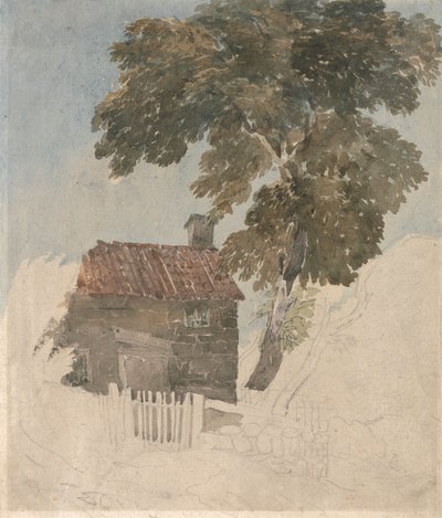 Cabaña y árboles de David Cox