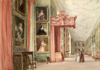 Interior de la Galería Larga, Hardwick Hall, Derbyshire de David Cox