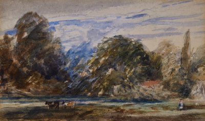 Paisaje con vacas y figura de David Cox