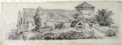 Iglesia de Llanfair, Gales del Norte, c.1813 de David Cox